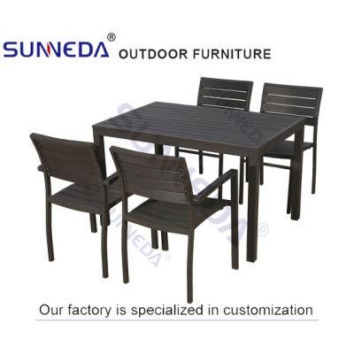 Restaurant Furniture Outdoor Table Set Plastic Wood Garden Sets 6 Seater with Wholse Price