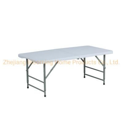 4FT Outdoor Plastic Height Adjustable Fold in Half Table for Picnic/Meeting/Study/Dinging/Party