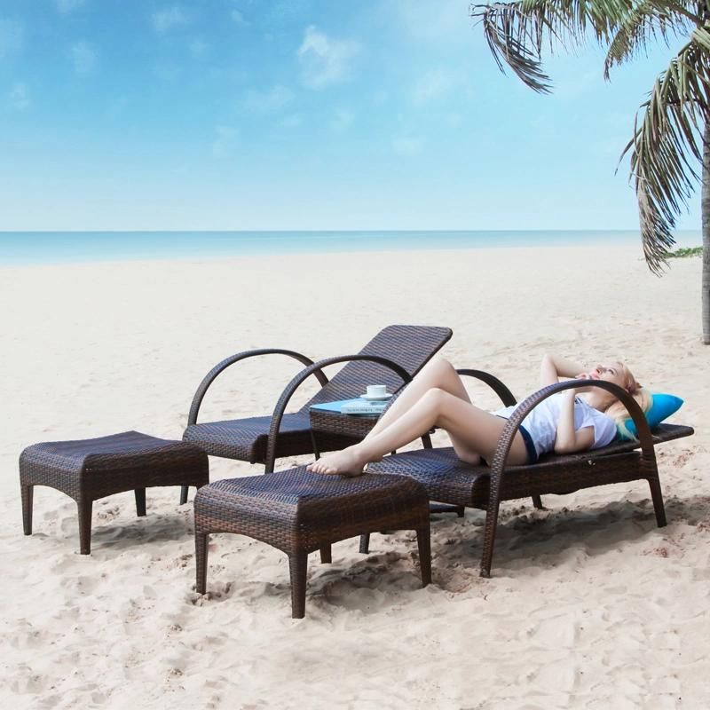 Hot Sale Swimming Pool Beach Chair Plastic Sun Lounger with Handrail