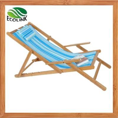 Outdoor Furniture Bamboo Foldable Sun Lounger Beach Chair for Hotel/ Garden