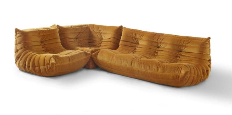 Togo Velvet Tan Color Sofa Set
