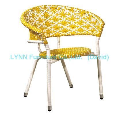 Mixed Color Yellow and White Round Stacking Chair Rattan Chair