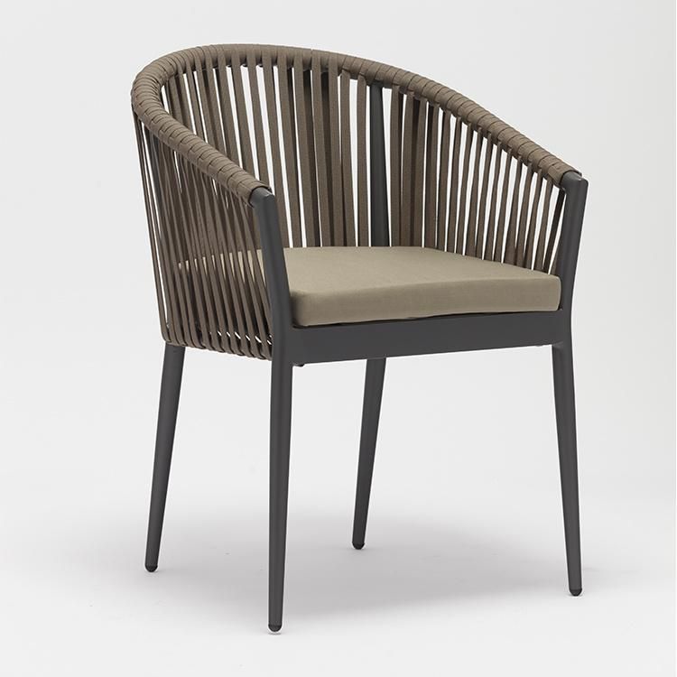 Portable Function Lightweight Aluminum Rope Chairs with Arms and Cushion