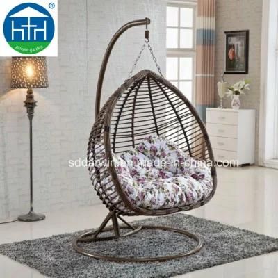 Cheap Luxury Patio PE Wicker Hanging Chair Outdoor Furniture with Iron Base
