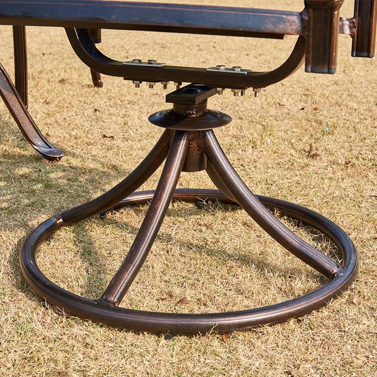 6 Seaters Cast Aluminum Fire Pit Patio Dining Set BBQ for Garden