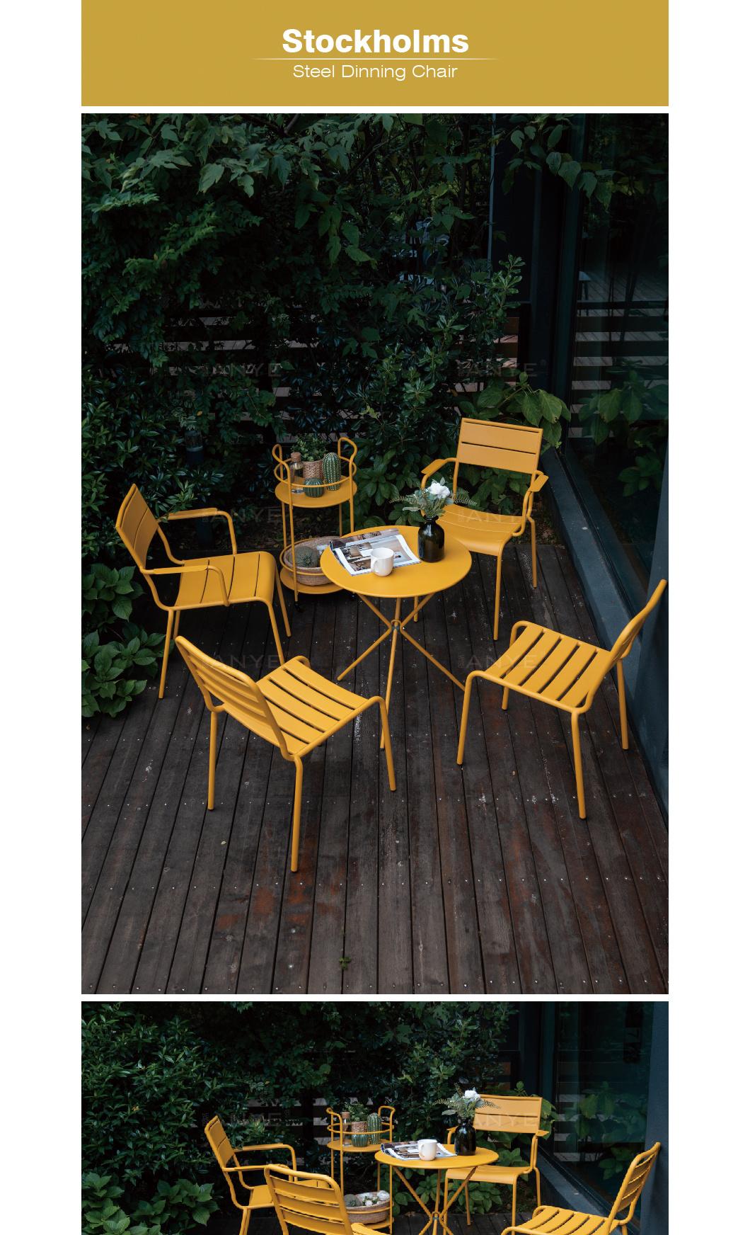 Occasional Outside Furniture Solid Steel Rust Resistant Stackable Tea Chair Outdoor Chair