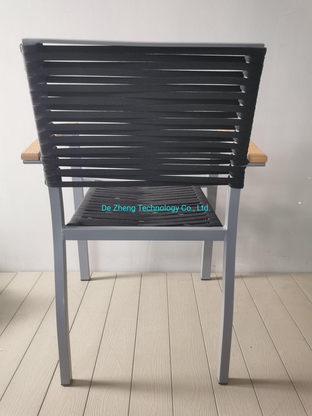 Outdoor Furniture Aluminum Frame Plastic Rattan Stackable Dining Chair for Cafe Use