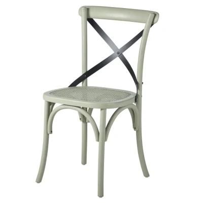 Antique Oak Metal Back Rattan Swing Chair