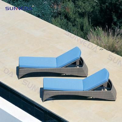 Garden Outdoor Rattan Plastic Wicker Furniture Design Chaise Sunlounger