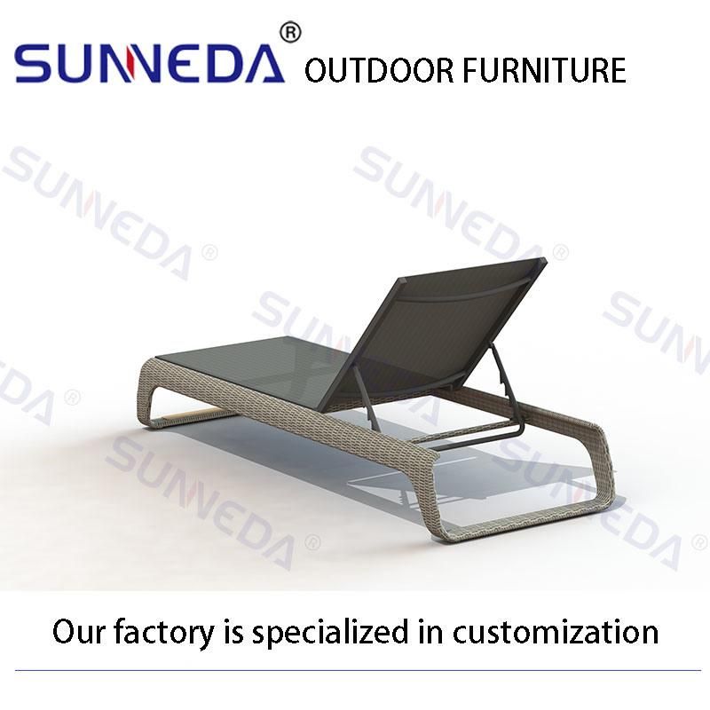 Leisure Aluminum Beach Woven Outdoor Chair Rattan Textilene Adjustable Sun Lounger