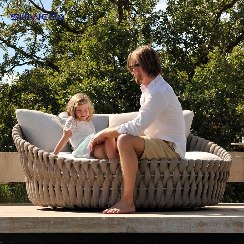Handmade Garden Hotel Home Resort Villa Project Outdoor Modern Leisure Polyester Belt Rope Daybed Furniture