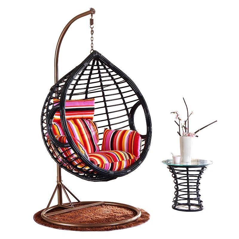 Hotel Party Outdoor Garden Rattan Wicker Hanging Metal Swing Chair