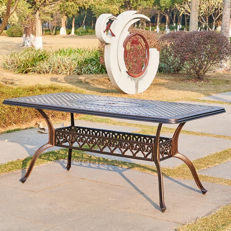 Wholesale Outdoor Picnic Table Set Patio Cast Aluminum Furniture with 6 Seaters