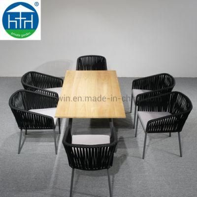 Basket Contemporary Handmade Woven Rope Armchair Dining Table Set