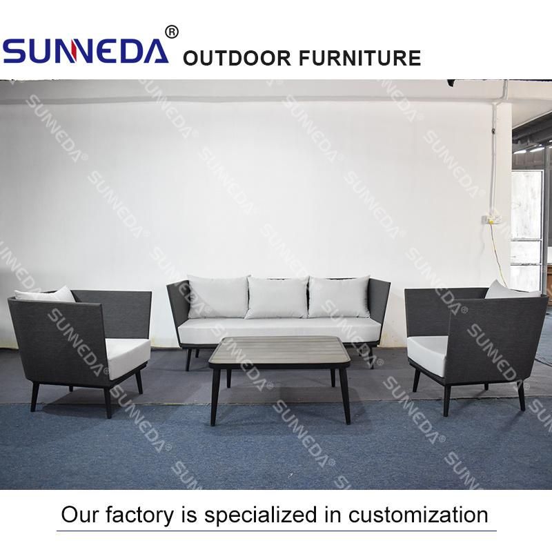 Outdoor Furniture Fabric Sofa with Aluminum Frame Cushion Simple Modern 3 Seat Garden Sofa Set