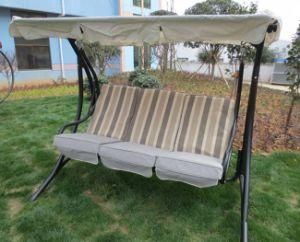 Steel Garden Outdoor Three Seating Swing with Cushion and Strap, Hot Selling, Garden or Patio Used