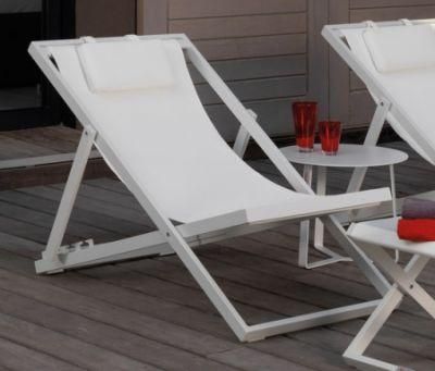 Metal White Folding Pool Chaise Lounger Stile Beach Deck Chair