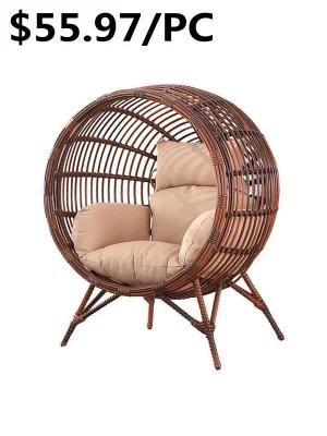 Popular Leisure Patio Garden Round Rattan Metal Egg Swing Chair