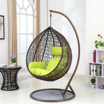 Popular Leisure Patio Garden Round Rattan Metal Swing Chair