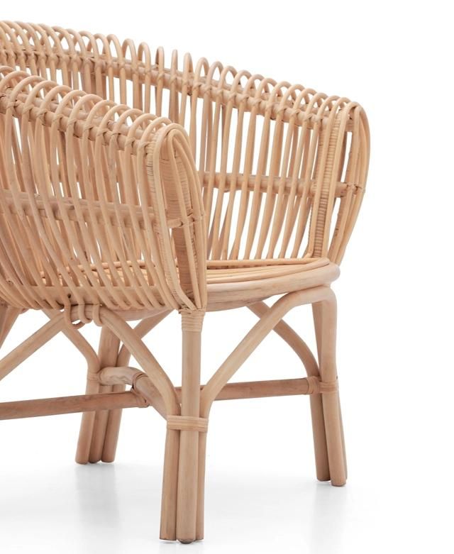 Indoor Southeast Asian Style Original Color Stable Home Bedroom Real Rattan Arm Chair