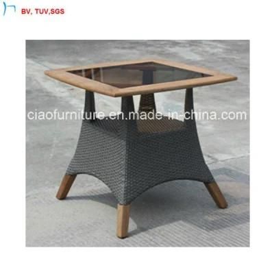C-Foshan Outdoor Patio Rattan Square Table with Teak-Wood