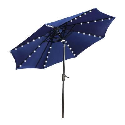 10FT LED Solar Umbrella Big Sunshade Outdoor Parasol Patio Umbrella
