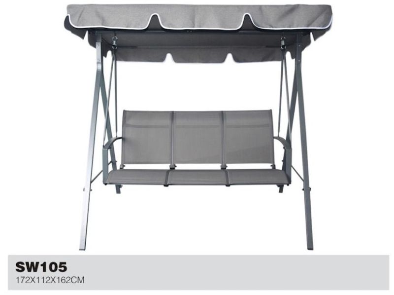 Gray Three Seat Textilene Swing Chair