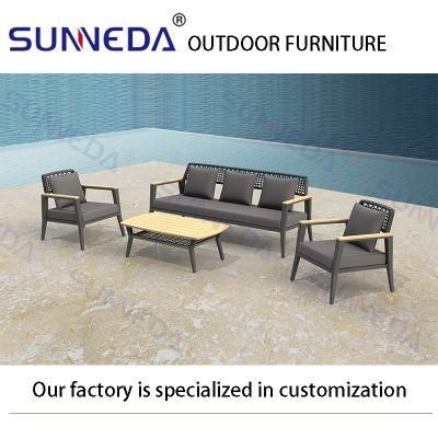 Wholesale Metal Leisure Wooden Table and Chair Modern Outdoor Garden Sofa