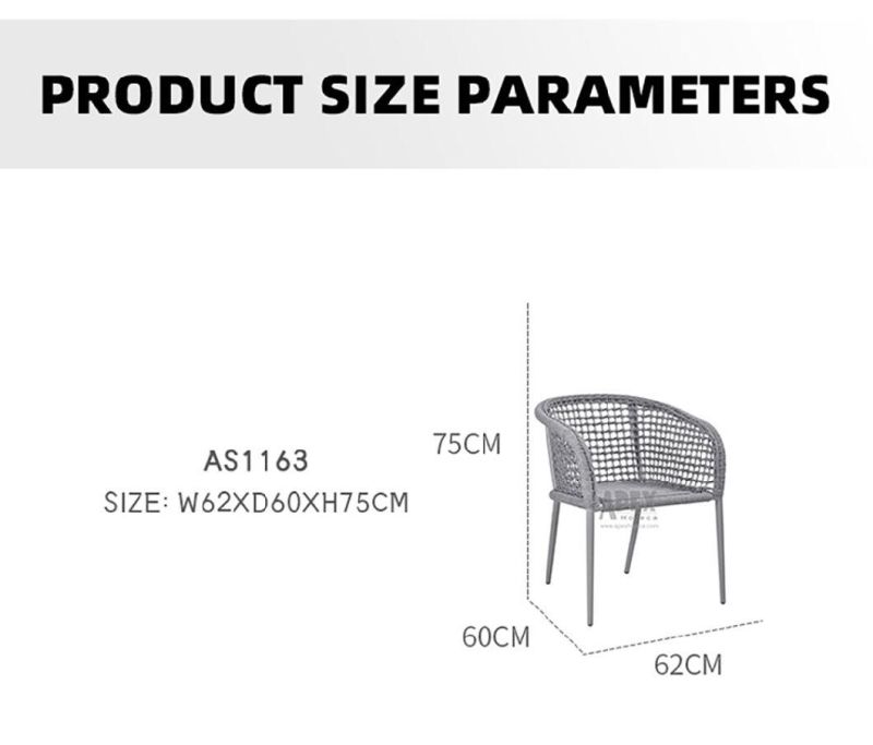 Hotel Garden Outdoor Furniture Aluminum Rattan Rope Armrest Chair Wholesale