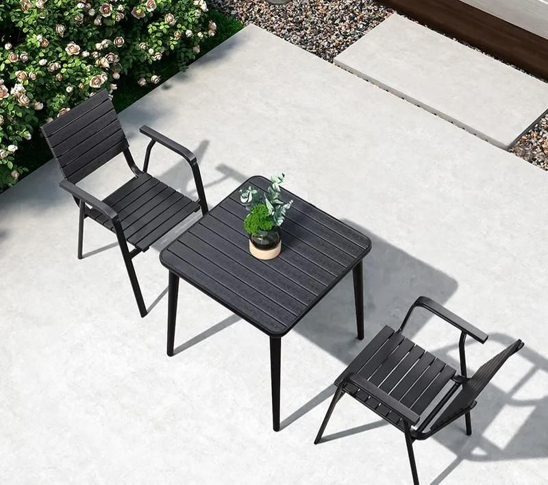 Black Plastic Wood Patio Garden Sets Furniture for Restaurant Hotel