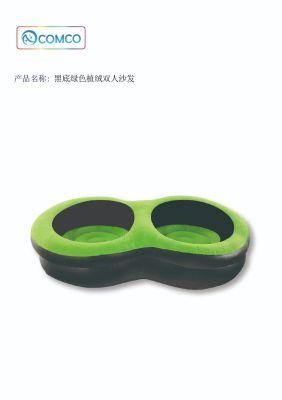 Green Flocking Double Sofa on Black Background
