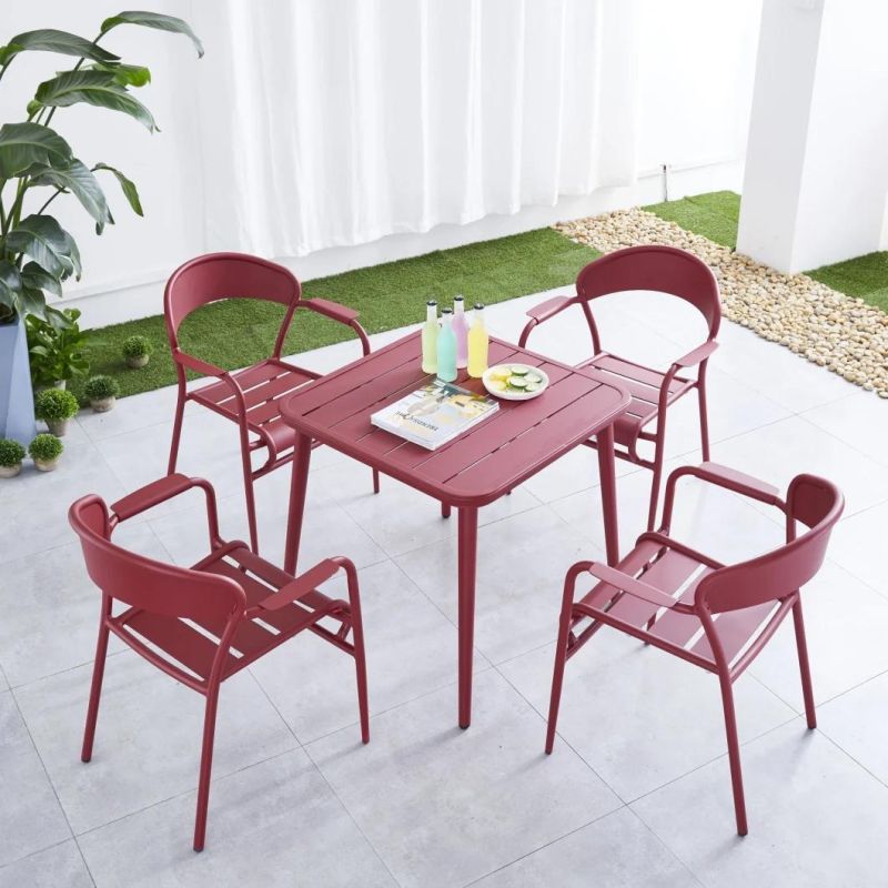 2021 New Design Aluminum Frame Stacking Metal Dining Armchair