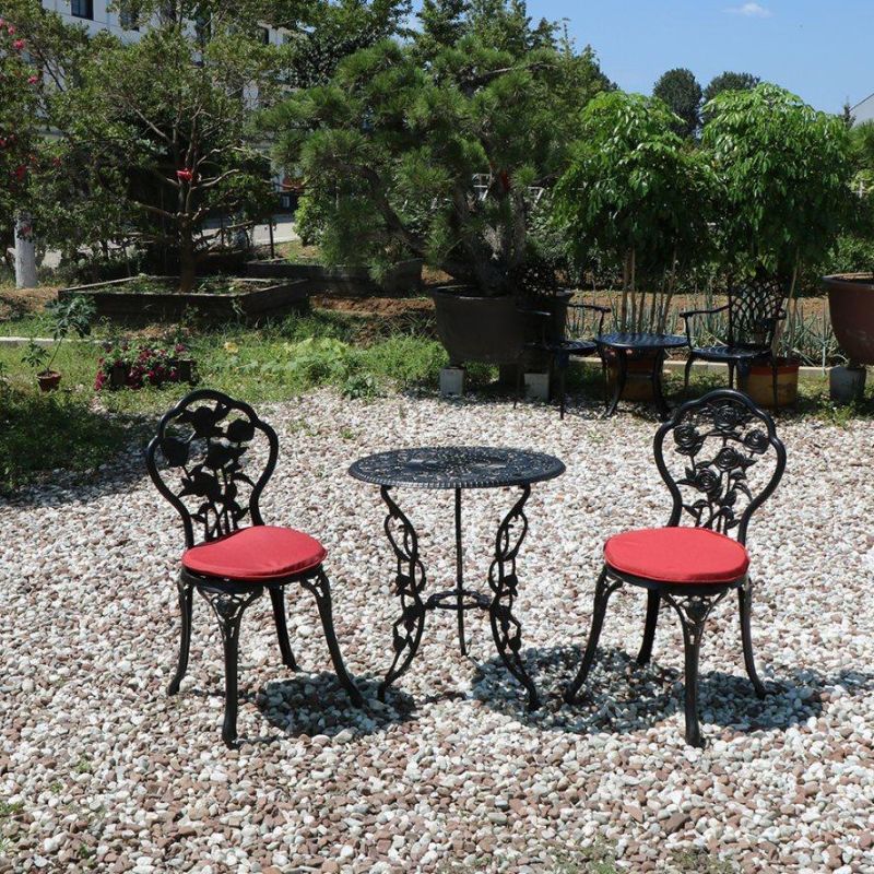 High Quality Patio Dining Table Black Round Garden Dining Table Stackable Garden Table