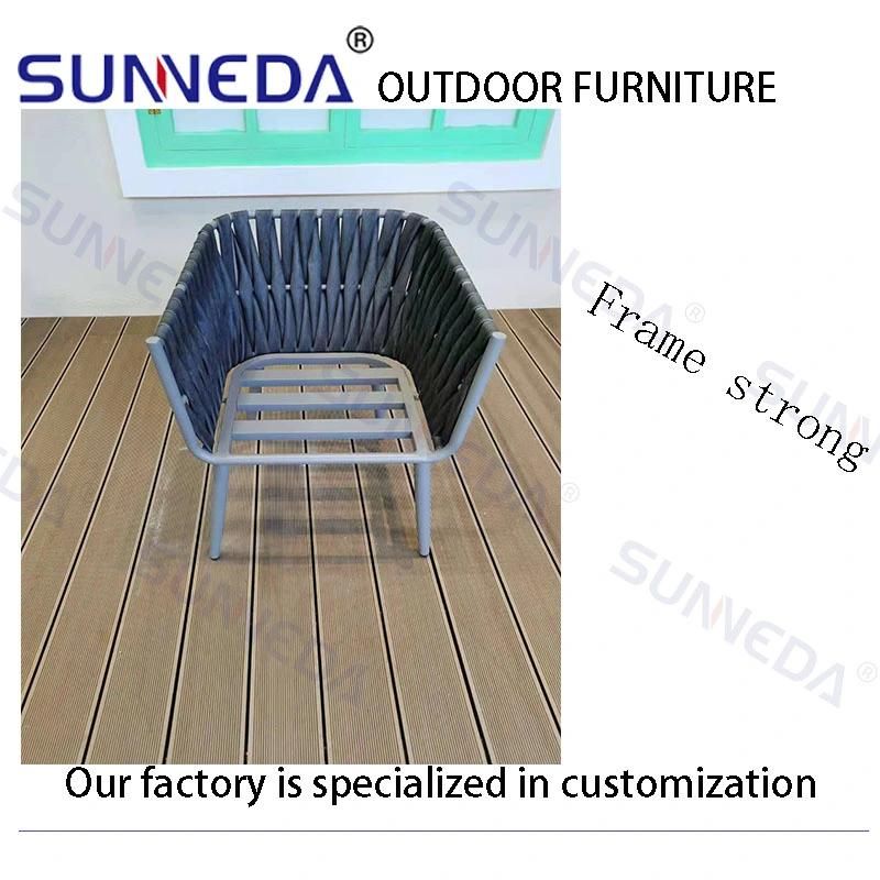 Hot Sale Restaurant Outdoor Garden Dining Furniture Patio Table and Rope Chair Set
