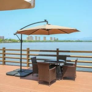 Outdoor 10FT Banana LED Umbrella Sun Garden Parasol