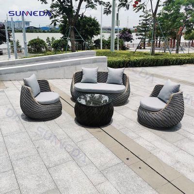 Modern Hotel Coffee Rattan Round Sofa Garden Outdoor Furniture