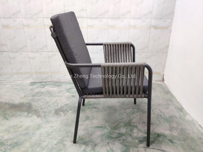 Garden Outdoor Restaurant Rope Chair for Hotel Dining with Waterproof Cushion