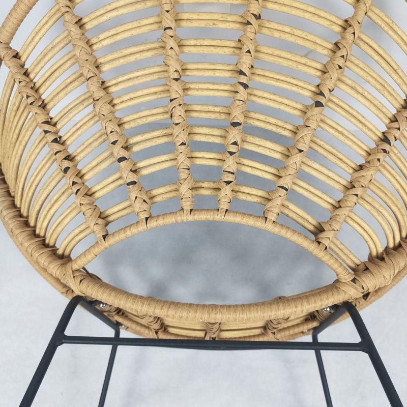 Synthetic Rattan PE Round Wood Wicker Woven Chairs Leisure Furniture