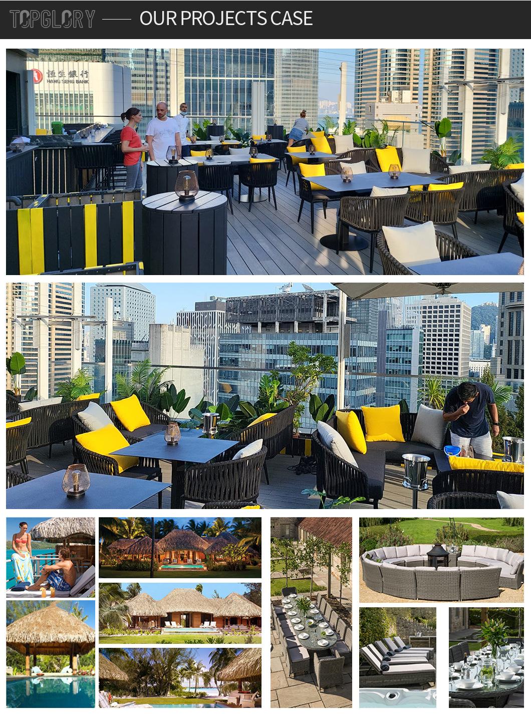 Outdoor Home Hotel Furniture Aluminium Frame Wooden Free Sectional Lounge Corner Sofa Set