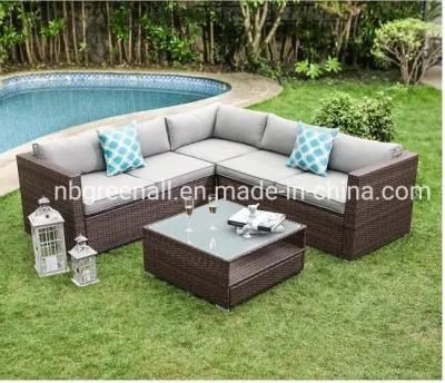 4-Piece Patio Outdoor Garden Rattan Cushioned Wicker Sectional Sofa Set