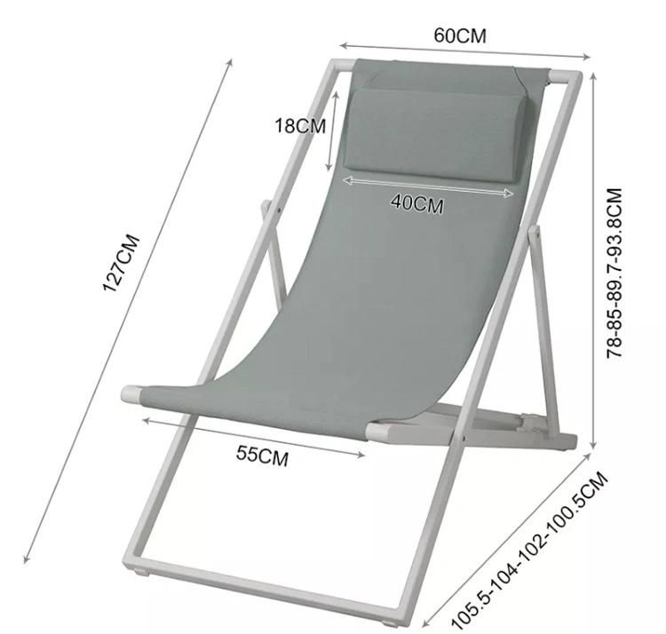 Outdoor Portable Lounger Deck Chair Adjustable Folding Aluminum Beach Chair for The Pool