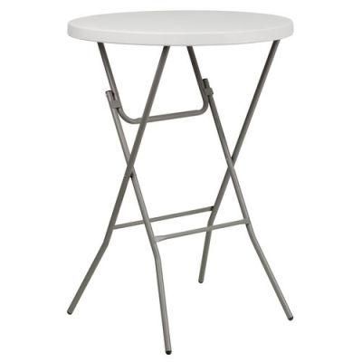 Round Granite White Plastic Bar Height Folding Table