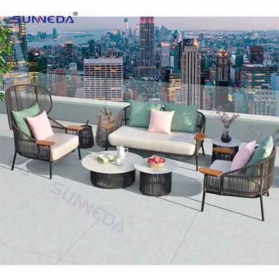 Patio Luxury Creative Aluminum Frame Woven Ribbon Comfortable Sofa Chair