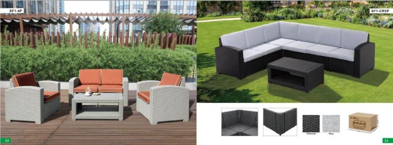 Hotel Patio Lounge Set Plastic Rattan Sofa