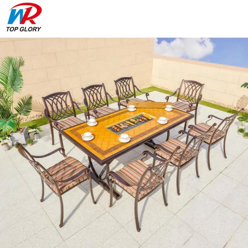 Outdoor Fireplace Backyard BBQ Grill Furniture Garden Aluminium Table
