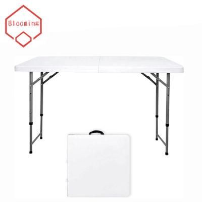 120cm Foldable White Rectangular Plastic Folding Table for Camping