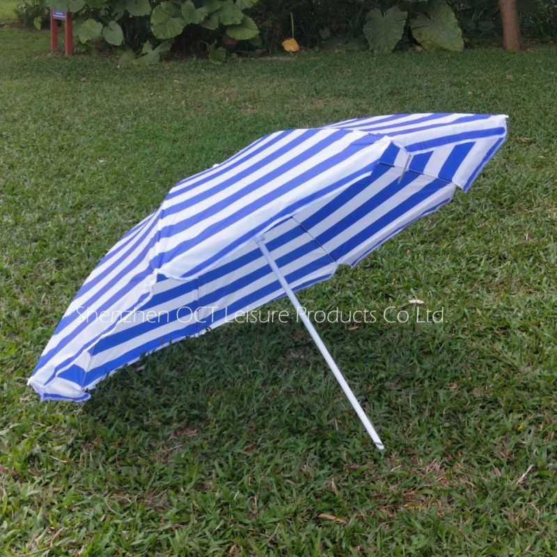 2 Meter Classic White/Blue Stripe Beach Garden Umbrella (OCT-BU19013)