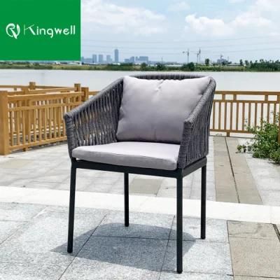 Outdoor Pure Aluminum Dining Rope Chair with Waterproof Back Pillow