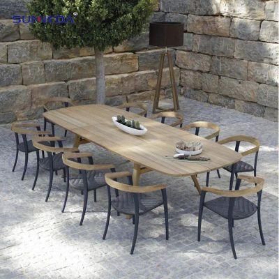 Patio Table Set with Durable Rectangular Solid Wood
