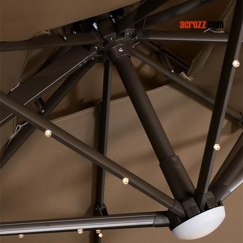 Outdoor Garden Aluminum Folding Beach Sun Solar LED Light Parasol Umbrella